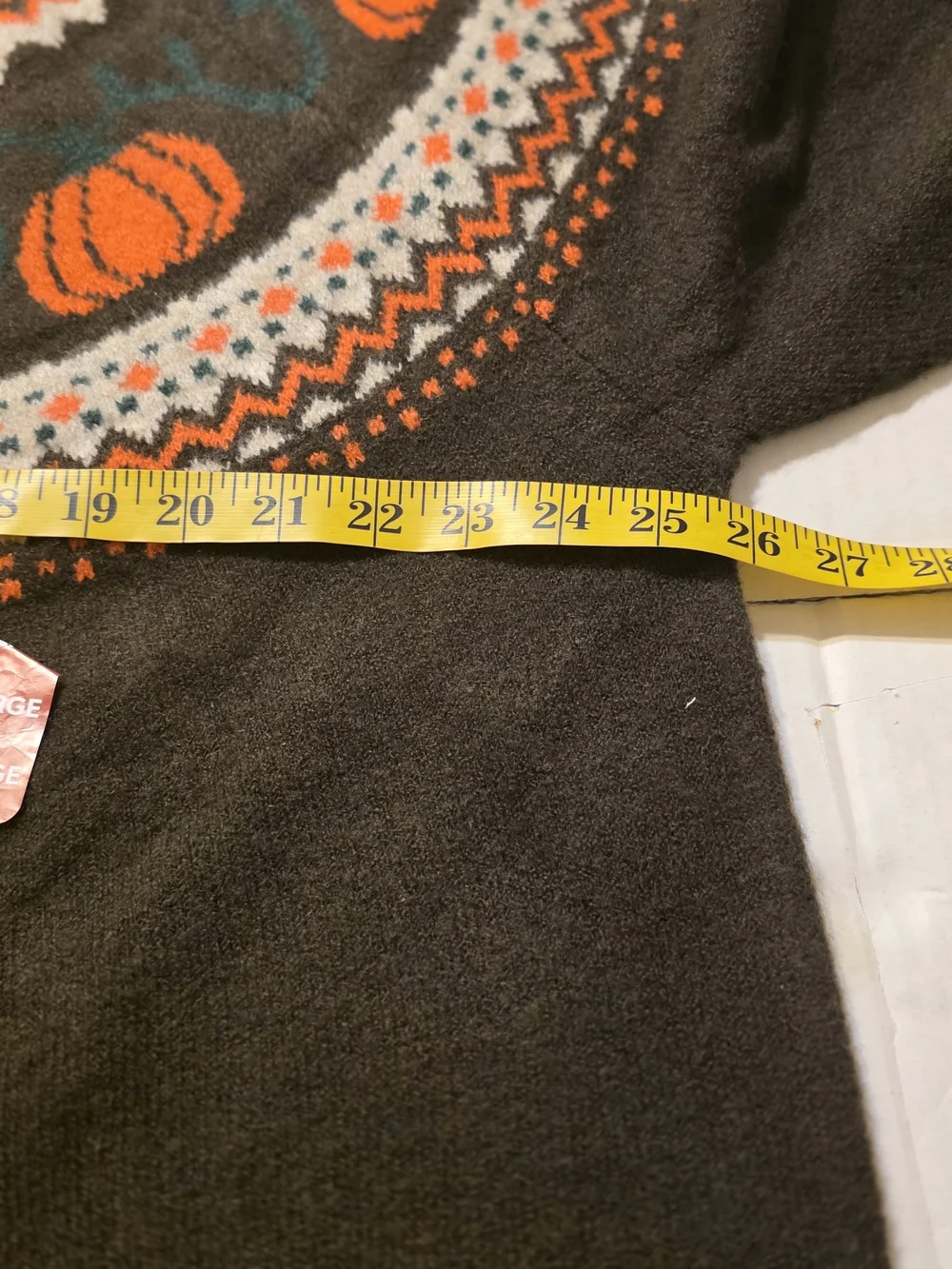 Men's Dark Green Fair Isle Pumpkin Crewneck Sweater